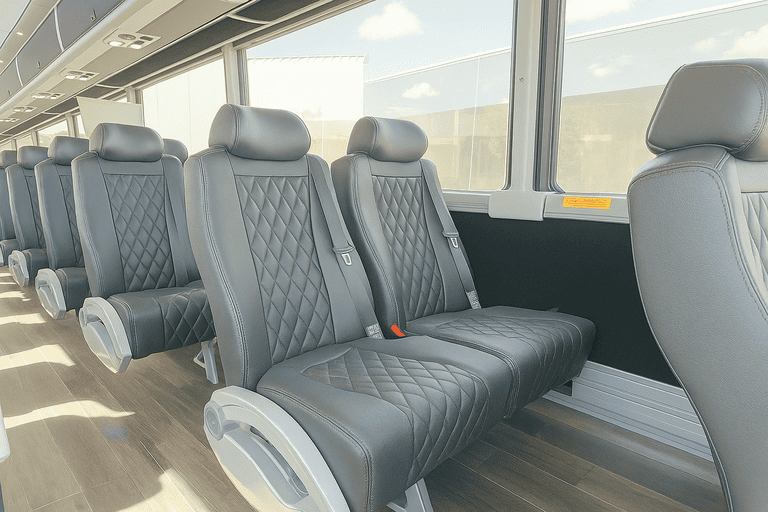 interior of Lowell Coach Bus Service charter bus