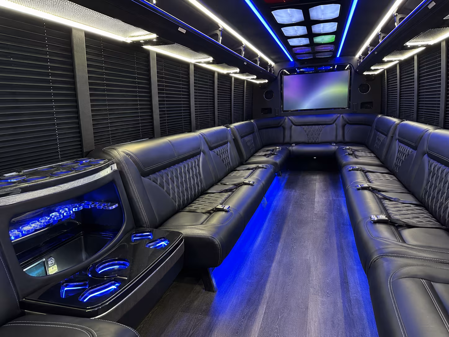 lowell 20 passenger party bus inside